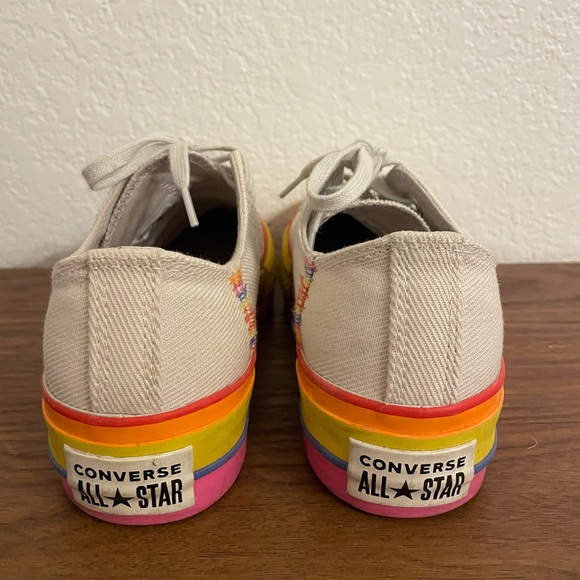 CONVERSE RAINBOW PLATFORM SHOES LOW RISE SIZE 6 WOMENS LIMITED EDITION 1908 - Picture 4 of 8